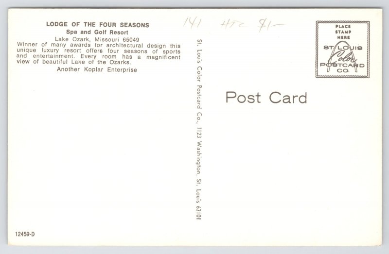 Lodge Of The Four Seasons~Spa & Golf Resort~Lake Ozark~Missouri~Vintage Postcard