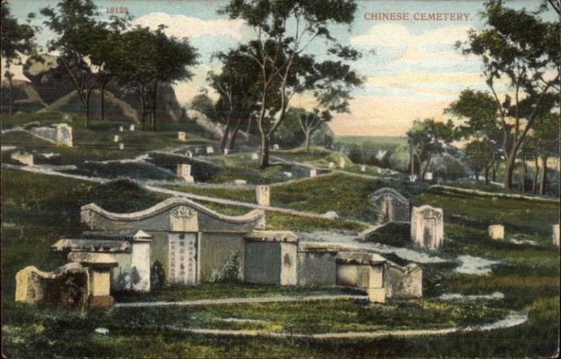 China Chinese Cemetery Published in Hongkong Hong Kong c1910 Postcard chn