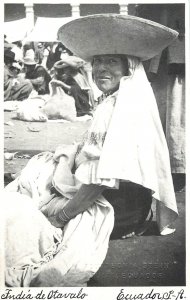 Ecuador Quito ethnic market type Paul Rivet franking stamp 1958 photo postcard