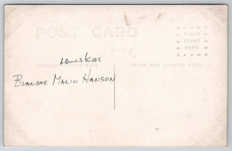 Lewis Kansas Edwardian Woman Posing Tree Blanche Malin Hanson Postcard A27