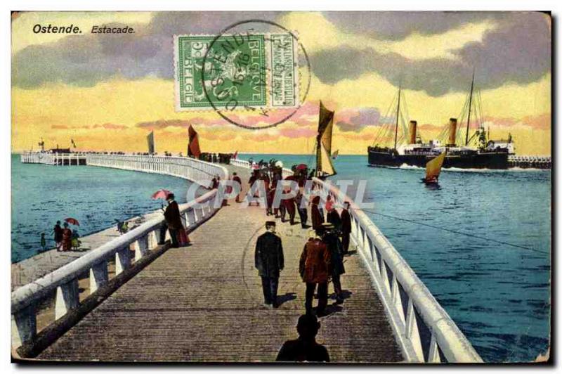 Old Postcard Belgium Ostend Pier