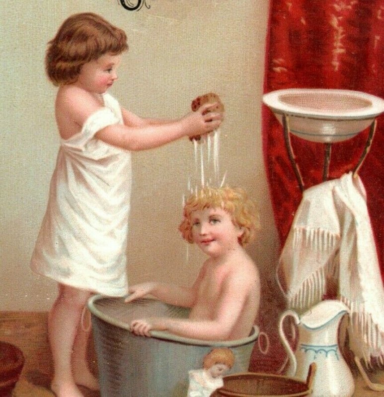 1880s-90s Van Houten's Cocoa Children Bathtub Doll Fab! #S