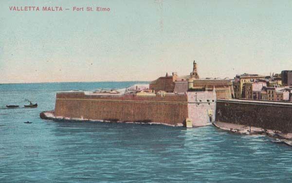 Malta Fort Saint St Elmo Military Ship Sea Base Antique Postcard