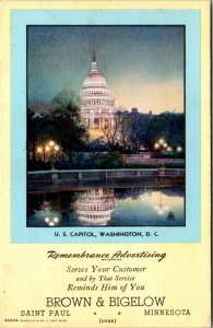 Postcard U.S. Capitol Washington D.C. Brown & Bigelow in Saint Paul, Minnesota