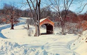 Snow covered bridge, Columbiana County, Ohio USA Unused 