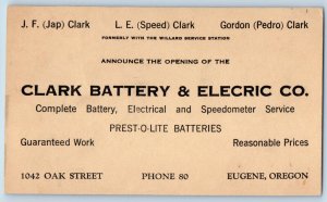 Eugene Oregon OR Postcard Opening of Clark Battery & Electric Co. c1930's
