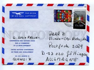 417886 UNITED NATIONS GENEVE to GERMANY 1988 year air mail real posted COVER