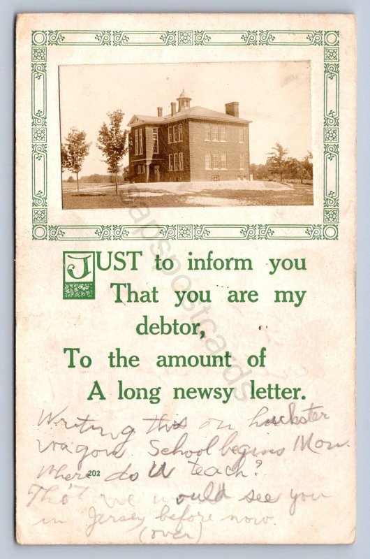 K1/ Apple Creek Ohio RPPC Postcard c1910 School Building  136