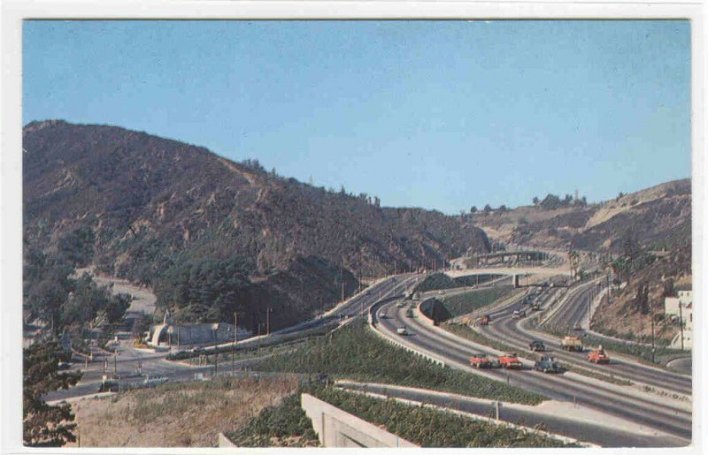 Hollywood Freeway Cars at Hollywood Bowl Entrance California postcard