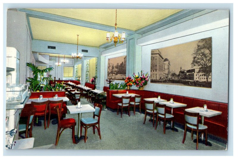 c1950's Dining Area, Chandelier, Investment Cafeteria Washington DC Postcard 
