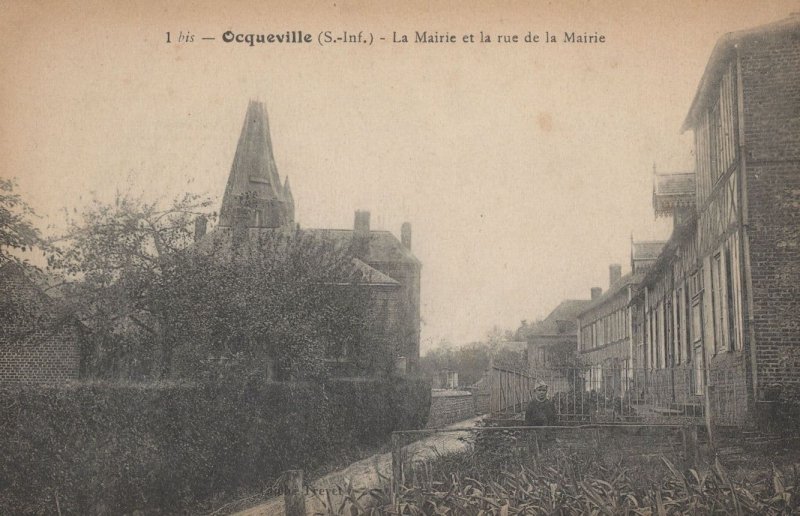 Ocqueville La Mairie Rue De La Antique Rare French Postcard