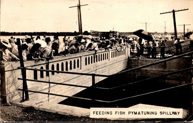 Pennsylvania Pymatung Lake Feeding Fish At Spillway Real Photo