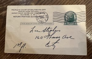 Antique Postal Card Unique Criminal Court Of Baltimore MD
