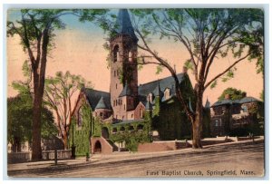 1907 First Baptist Church Exterior Roadside Springfield MA Unposted Postcard