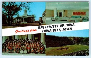 IOWA CITY, IA Iowa ~ Multiview STATE UNIVERSITY BAND & STADIUM c1950s Postcard