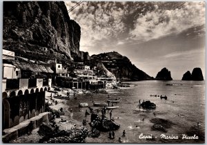 Capri Marina Piccola Italy Cliff Buildings Beach Real Photo RPPC Postcard