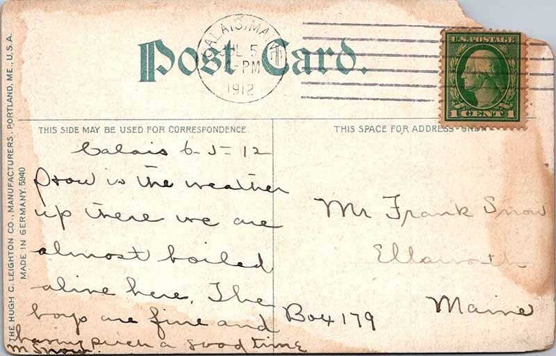 Postcard BOAT SCENE Calais Maine ME AL8596