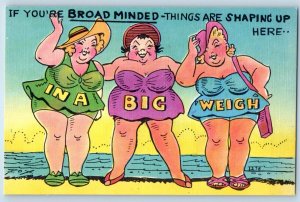 Humor Fat Woman Swimsuit In A Big Weigh Things Are Shaping Up Here Postcard