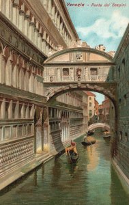 Vintage Postcard  Venezia Ponte Dei Sospiri Arch Bridge of Sighs Venice Italy