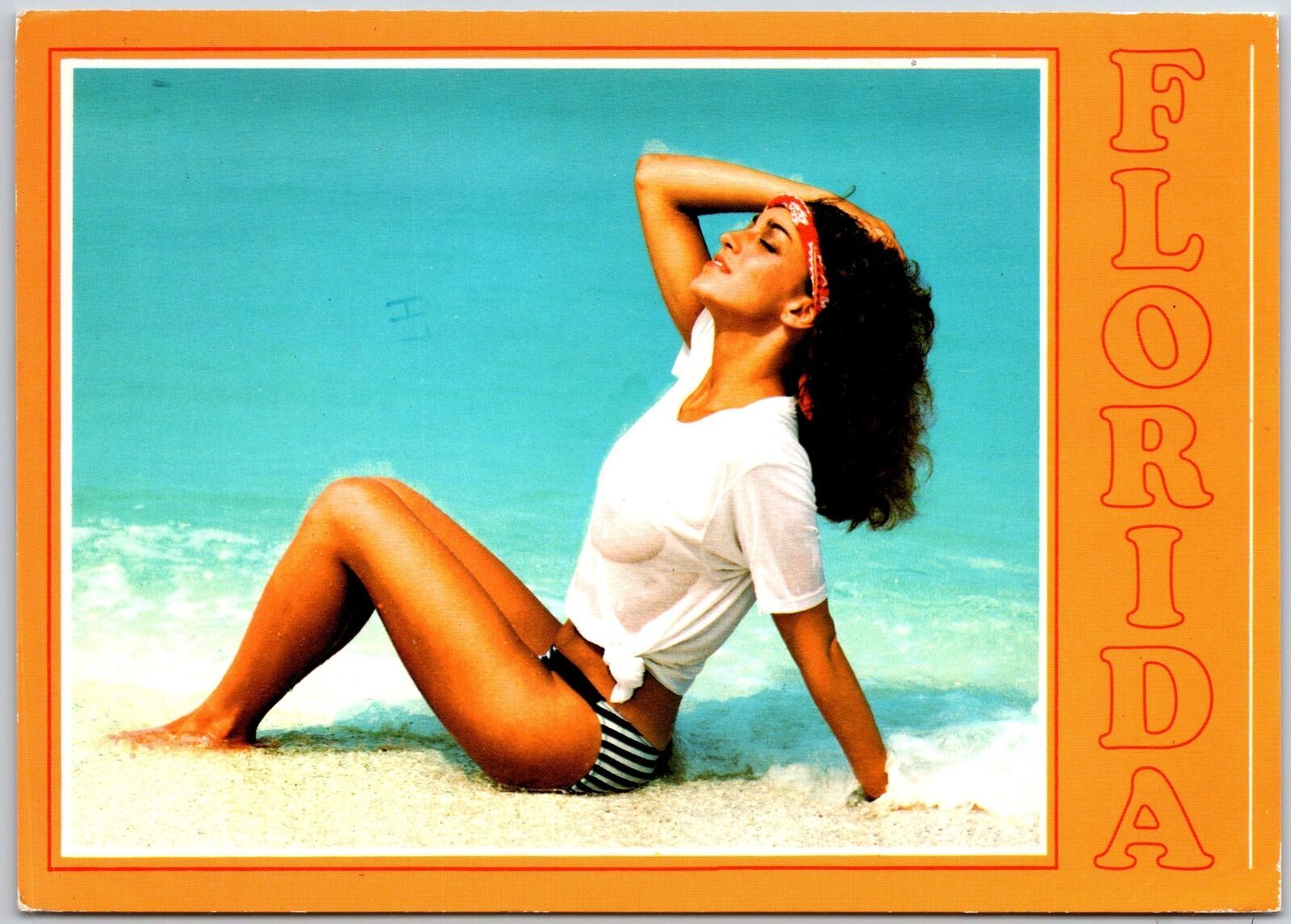 1986 Beautiful Girl Sun Bathing At The Beach In Florida Posted Postcard United States