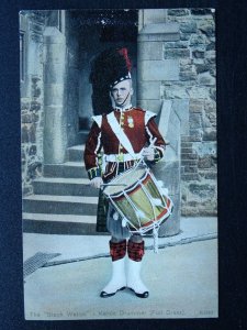 Scottish Regt THE BLACK WATCH (Royal Highlanders) KETTLE DRUMMER c1908 Postcard