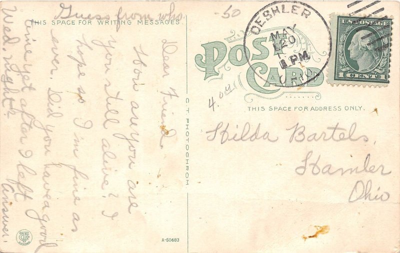 J63/ Deshler Ohio Postcard c1910 High School Building 412