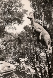 RPPC DINOSAUR, Corythosaurus & Eryops, Kleinwelka, GDR DDR, East Germany, 1970s