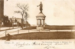 Rosenberg Fountain in Michigan Ave., Chicago, Illinois, Postcard, Used in 1905