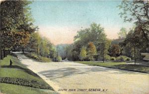 Geneva New York~South Main Street~Fire Hydrant by Trees~1908 Postcard