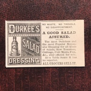 1880's Victorian Print Ad Durkee's Salad Dressing / 2V1-93a