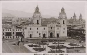 RPPC Postcard Basilica Metropolitana  Lima Peru