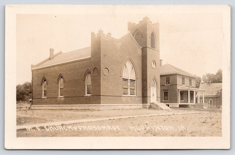 Hopkinton Iowa~United Methodist Episcopal Church & Parsonage RPPC 1909 Postcard