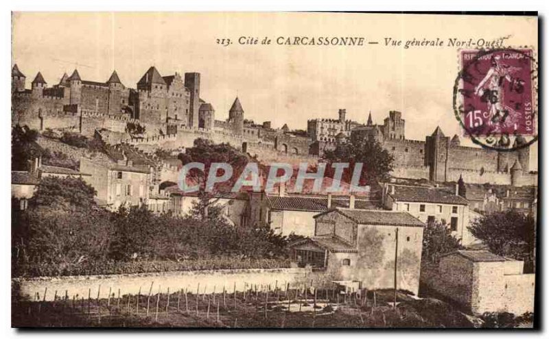 Old Postcard General view North West Carcassonne Cite