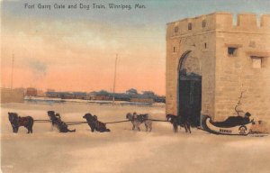 Winnipeg Manitoba Canada Fort Garry Gate and Dog Train Vintage Postcard AA45123