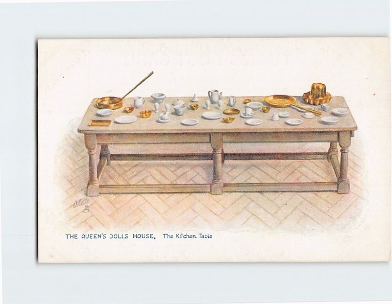 Postcard The Kitchen Table, The Queen's Doll House, Windsor, England