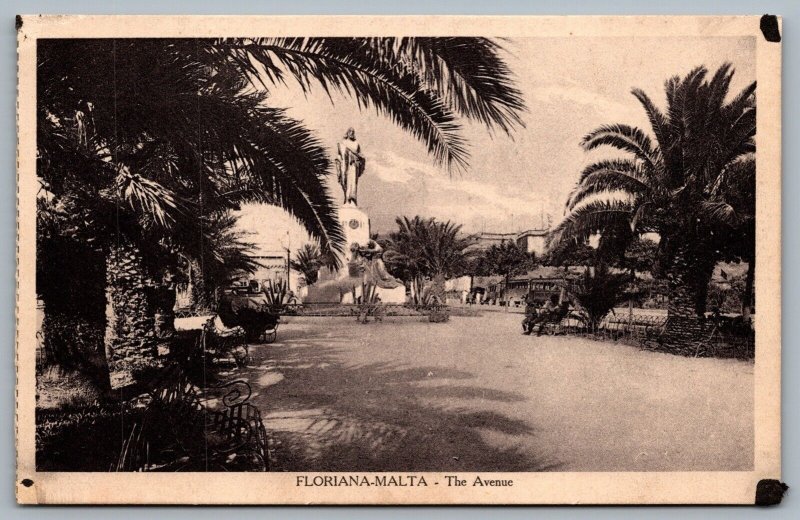 Postcard Floriana Malta c1910s The Avenue Jesus Statue