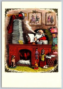 Santa Claus, Naughty & Good Children Letter Piles, 1985 Postcard By Thomas Nast