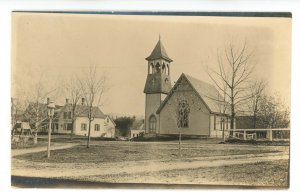 ME -  West Peru, Oxford County. Center of Town, Church    RPPC