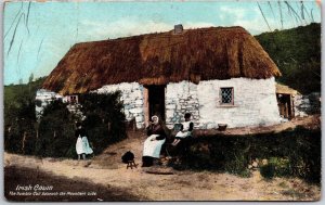 Irish Cabin Ireland The Humble Cot Beneath The Mountain Side Postcard