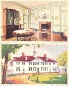 VA, Virginia MOUNT VERNON~West Front & THE LIBRARY Washington TWO 1934 Postcards