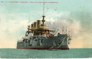 Postcard Early View of U.S. Battleship Nebraska, Puget Sound, WA.    aa6