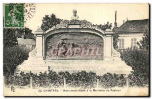 Old Postcard Cathedral of Chartres high Monument Pasteur's Memory