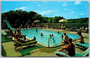 Vtg Hyannis Massachusetts MA James Stephen Motel Swimming Pool View Postcard