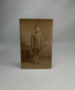 RPPC World War 1 Soldier Posing In Studio AZO Unstamped