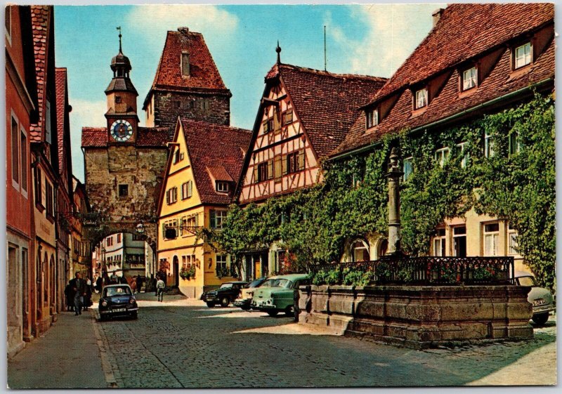 Rothenburg O. D. Tauber Rodergasse Mit Markusturm Germany Photo RPPC Postcard