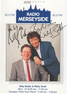 Billy Butler Wally Scott BBC Radio Merseyside DOUBLE Hand Signed Photo