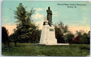 Postcard - General Roger Clark's Monument - Quincy, Illinois