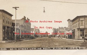 MN, Blooming Prairie, Minnesota, RPPC, Main Street, Looking West, Olson Photo