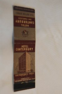 Hotel Canterbury San Francisco CA 20 Strike Matchbook Cover