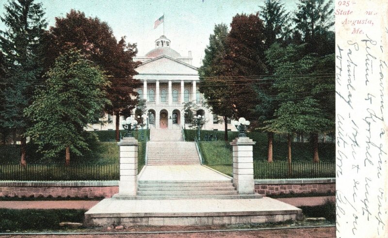 Vintage Postcard 1907 State Capitol Building Augusta Maine C. S. Woolworth Pub.